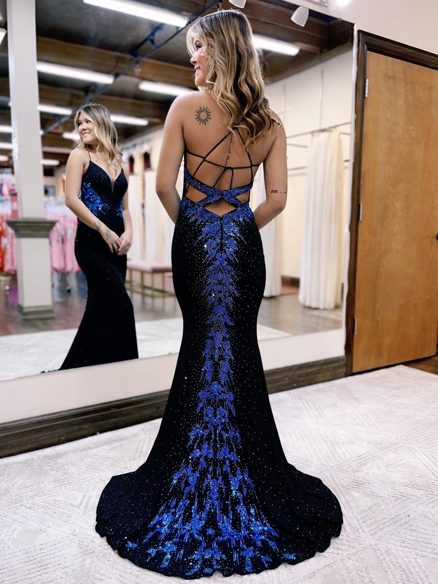 Schwarzes glänzendes modisches V-Ausschnitt, exquisite Perlen-Spaghettiträger, langes Pailletten-Ballkleid, Abendkleid, Partykleid gh2714
