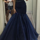 girlhomeshops-Elegant Navy Satin & Tulle Mermaid Gown for Formal Events gh5815