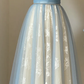 Strapless Dusty Blue Tulle Homecoming Dress Beaded Bodice White Floral Lace A-Line Midi Formal Gown gh9485
