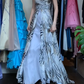 Zebra Print Strapless Long Formal Gown Rhinestone Beaded Waist Chiffon Split Prom Dress gh9636