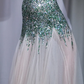 ✨Girlhomeshops-Green Ombre Sequin Mermaid Evening Dress Spaghetti Strap Sweetheart Tassel Tulle Gown gh10051