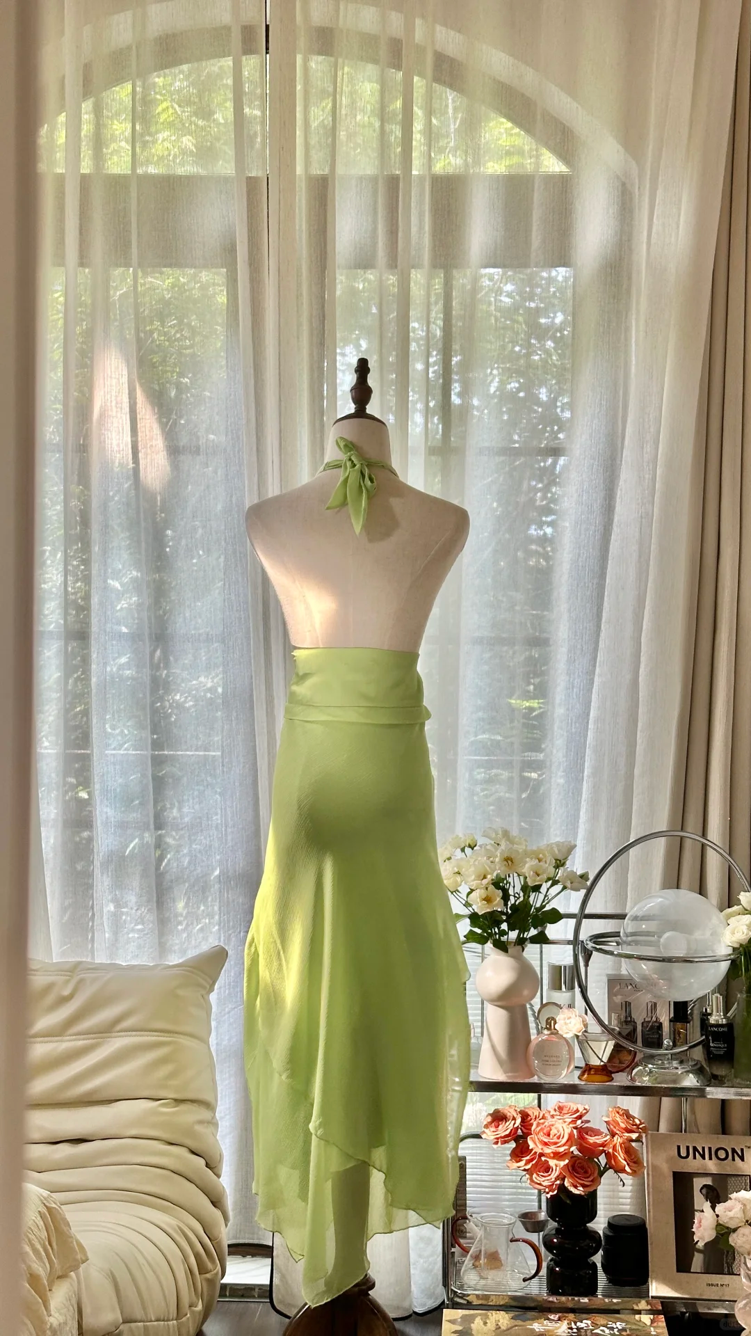Hellgrünes, glänzendes, modisches, elegantes, exquisites, mit Perlen verziertes, langes Chiffon-Ballkleid mit Feenmotiv, Abendkleid für Geburtstage/Hochzeitsgäste/Feiertagspartys, Ballkleid, Valentinstags-Date-Kleid, gh4038
