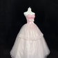 Blush Pink Gradient Strapless Cinched Waist Voluminous Princess Skirt Romantic Dress, Wedding Gown gh8047