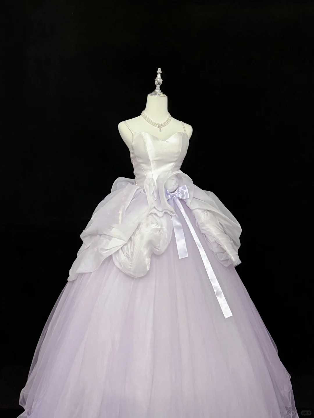 Lavender Spaghetti Strap Cinched Waist Voluminous Princess Skirt Romantic Dress, Wedding Gown gh7911
