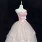 Blush Pink Gradient Strapless Cinched Waist Voluminous Princess Skirt Romantic Dress, Wedding Gown gh8047