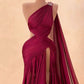 Girlhomeshops-Pflaumenfarbe modisches One-Shoulder-Sexy-elegantes langes Chiffon-Ballkleid Abendkleid gh5039