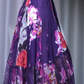 ✨Girlhomeshops-Purple Floral Chiffon Midi Prom Gown Strapless Twist Front Irregular Ruffle Hem Cocktail Dress gh10103