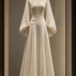 ✨Girlhomeshops-Mandarin Collar Lantern Sleeve Crochet Lace Qipao Gown with Frog Buttons gh10300