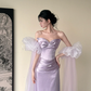 Purple fairy long satin tulle ball gown evening dress graduation dress gh4493