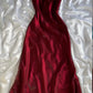Rotes glänzendes elegantes Spaghettiträger lang elegantes Tüll Partykleid Ballkleid Abendkleid gh3270