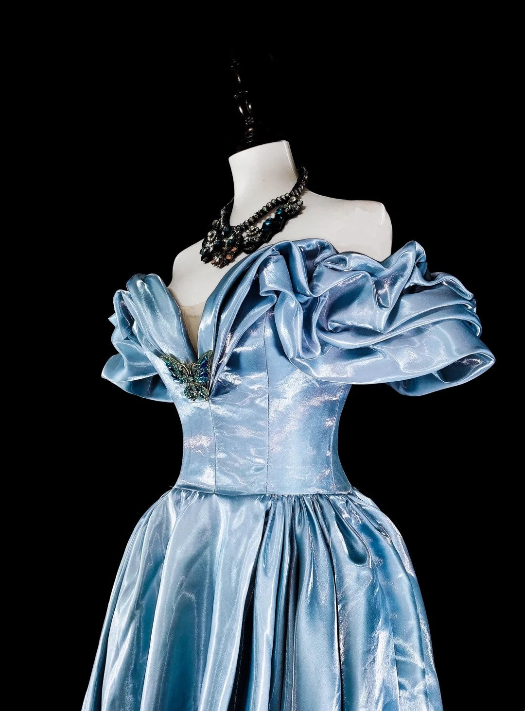 girlhomeshops - Élégante robe de bal longue en satin bleu gh6136