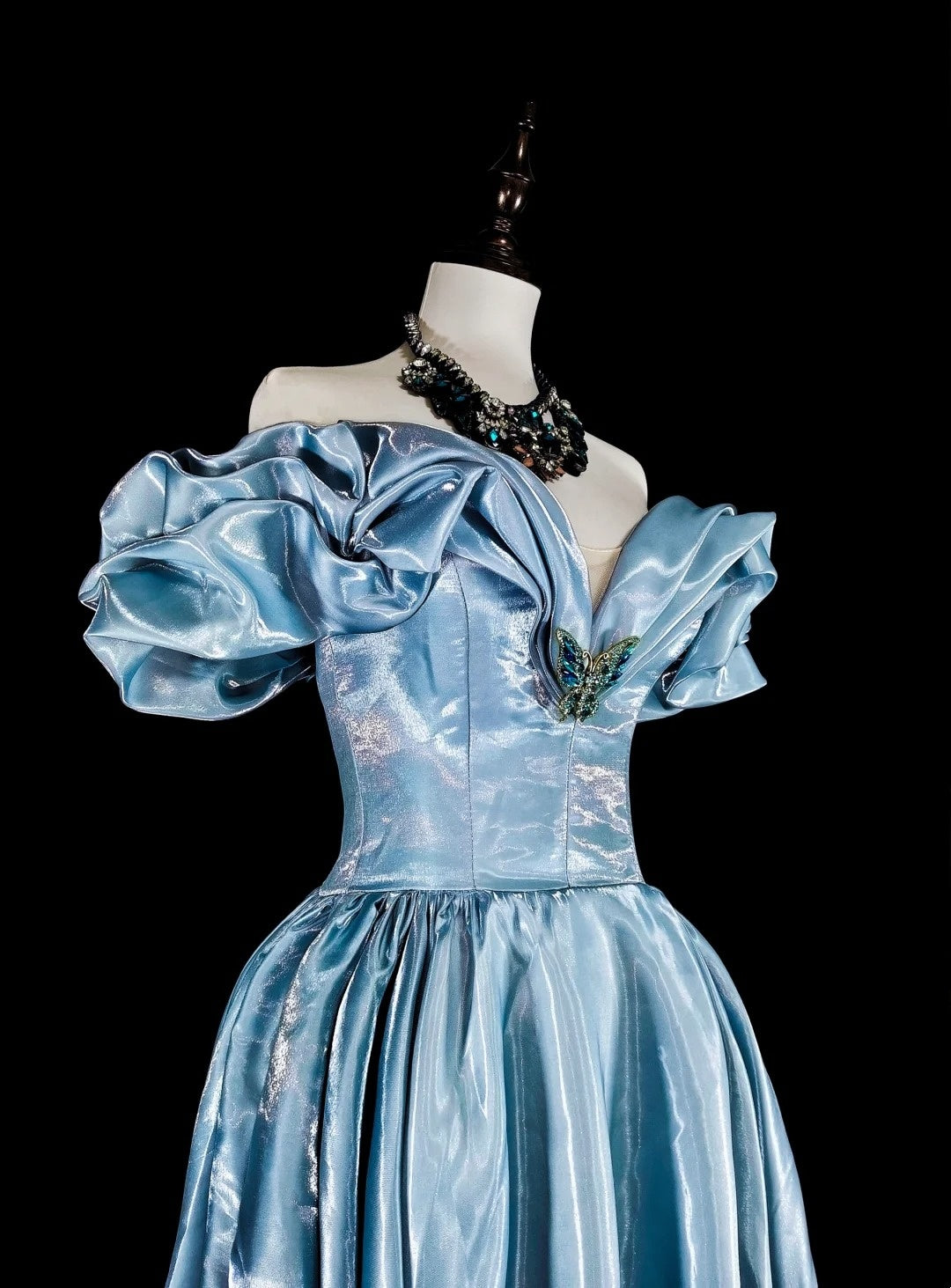 girlhomeshops - Élégante robe de bal longue en satin bleu gh6136