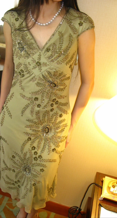 Light Green Vintage Beaded V-Neck Elegant Luxury Prom & Evening Party Dress gh8384