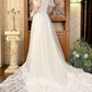 Off‑White Long Puff Sleeve Fitted Waist Elegant Vintage Long Prom Gown, Wedding Prom Dress gh8596