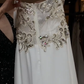 Spaghetti Strap White Chiffon Prom Dress Sweetheart Neck Beaded Sequin Embroidery High Slit Formal Evening Gown gh9809