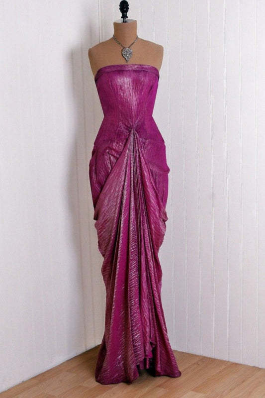 girlhomeshops-Purple Fashion Pleated Long Prom Dress Evening Dress gh5971