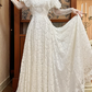 Off‑White Vintage Lace Illusion High‑Neck Off‑the‑Shoulder Ruffle Long Sleeve Fitted Waist Full Lace Train Long Prom Gown, Wedding Dress gh8612