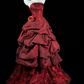 Burgundy Strapless Fitted Waist Flared Floor-Length Formal Gown, Wedding Dress, Birthday Prom Dress gh7180