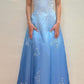 Blue Gradient Beading Vintage Elegant Formal Long Satin Tulle Ball Gown Evening Gown Party Dress gh4348