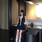 Black White Contrast Homecoming Dress Sleeveless Lace Collar Mini Prom Dress gh9405
