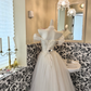 Ivory Soft Off-the-Shoulder Waist-Cinched Full Flared Skirt Romantic Dress, Wedding Gown gh7644