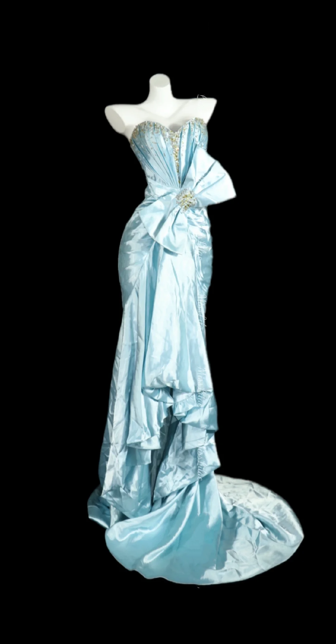 Light Blue Strapless Cinched Waist Slim Fit Elegant Prom Dress, Evening Formal Gown gh7181