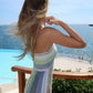 girlhomeshops – Grünes, glitzerndes Neckholder-Kleid im Urlaubsstil, gh5589