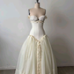 ✨Girlhomeshops-Off The Shoulder Cream Sweetheart Corset Wedding Gown with Lace Fringe gh10222