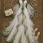 ✨Girlhomeshops-V Neck Flutter Sleeve White Green Gradient Tulle Dress with Tiered Ruffle Skirt gh10295