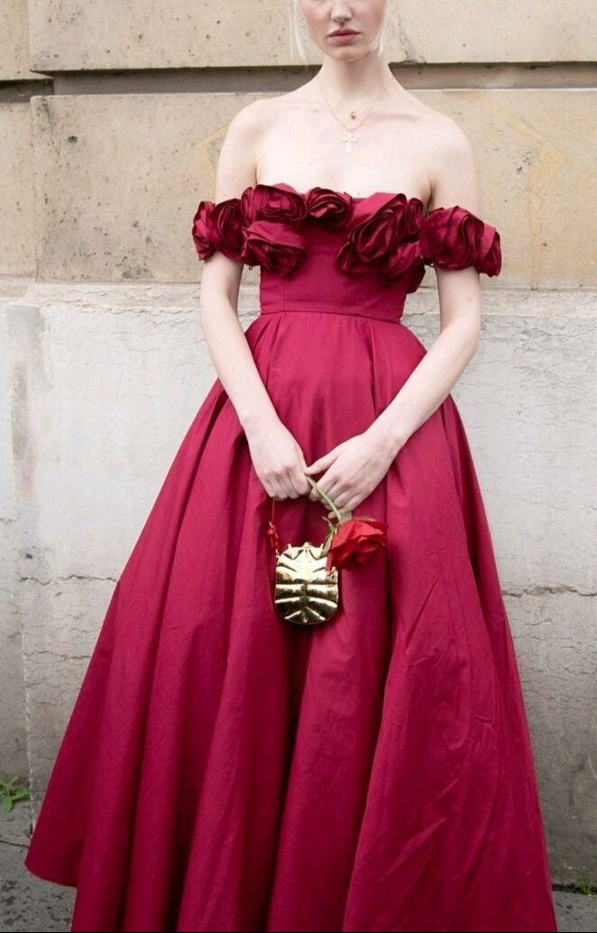 Rosa Mode Einzigartige Rose Spitze Ausschnitt Lange A-Linie lange Satin Ballkleid Abendkleid Partykleid gh3340