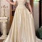 Light Apricot Rose Floral Neckline Fitted Waist Vintage Beaded Full Flared Skirt Long Prom Gown, Wedding Dress gh8598