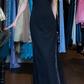 Black Vintage Prom Dress Spaghetti Straps Deep V Neck Hand Beaded Mermaid Long Evening Gown With Pockets gh9621