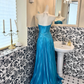 Sky Blue Strapless Waist-Cinched Fitted Long Vintage Elegant Romantic Dress, Wedding Gown gh7503