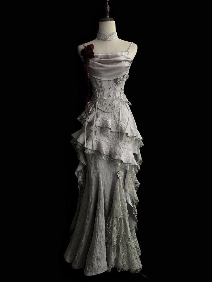 Elegantes graues Retro-Kleid aus Spitze, lang/kurz, ideal für Homecoming, Abschlussball oder Abendveranstaltung (gh3443)
