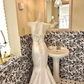 White Satin Strapless Cinched Waist Figure-Flattering Bodycon Sexy Mermaid Skirt Long Sexy Romantic Dress, Wedding Gown gh7815