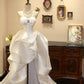White gorgeous fashion elegant long satin exquisite jewel floor-length ball gown evening dress party dress prom dress wedding dress gh3653