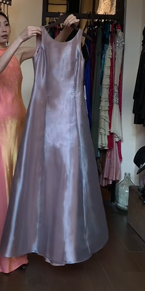 Dusty Purple Sleeveless Long Formal Gown 3D Floral Satin A-Line Evening Dress gh9671