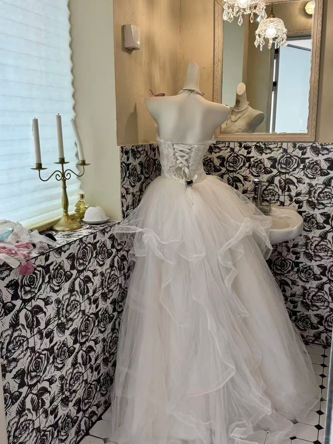 White Waist-Cinched Fitted Tulle Elegant Princess Vintage Romantic Dress, Wedding Gown gh7550
