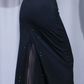 ✨Girlhomeshops-Black Crisscross Strap Mesh Beaded Long Slim Party Dress gh10013