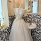 Ivory Beaded Bodice Waist-Cinched Full Flared Elegant Vintage Romantic Dress, Wedding Gown gh7592