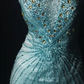 Light Blue Strapless Beaded Slim Fit Cinched Waist Sexy Floor Length Prom Dress, Evening Formal Gown gh7183