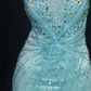 Light Blue Strapless Beaded Slim Fit Cinched Waist Sexy Floor Length Prom Dress, Evening Formal Gown gh7183