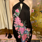 Black Vintage Luxury Printed Halter Prom & Evening Party Dress gh8420
