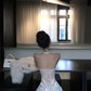 Women Elegant White Halter Homecoming Dress Floral Applique Lace V Neck Bodycon Short Party Gown gh9434