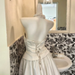 White Satin Strapless Waist-Cinched A-Line Skirt Slim Elegant Romantic Dress, Wedding Gown gh7731