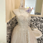 Ivory Strapless Rhinestone Cinched Waist Full Flared Skirt Long Romantic Dress, Wedding Gown gh7812