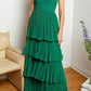 Robe de soirée élégante en mousseline de soie, longue, sans bretelles, jaune crème/rose clair/vert, à volants, robe de bal, robe de demoiselle d'honneur, robe de bal, gh3657