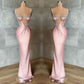 Girlhomeshops - Rosa Perlenbesetztes elegantes langes Satin-Ballkleid, Abendkleid, Partykleid gh5030