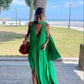 Pink/green fashion V-neck elegant long satin evening dress party dress wedding guest dress maternity dress gh3056