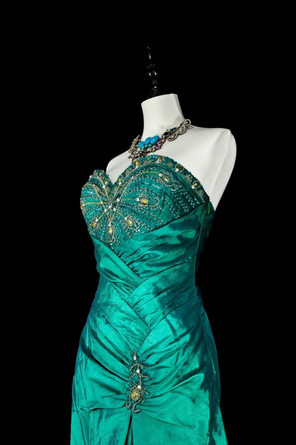 girlhomeshops – Perlenbesetztes Kleid, grünes Kleid, formelles Abendkleid, langes Kleid gh6141